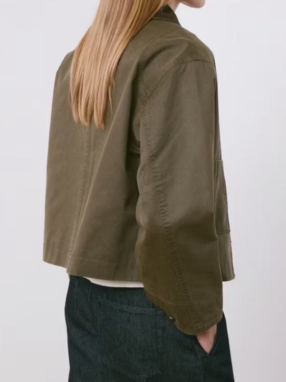 Mango Olive BrownJacket with Corduroy Collar COTTON PARKAWITH CONTRASTING COLLAR - Picture 5 of 6